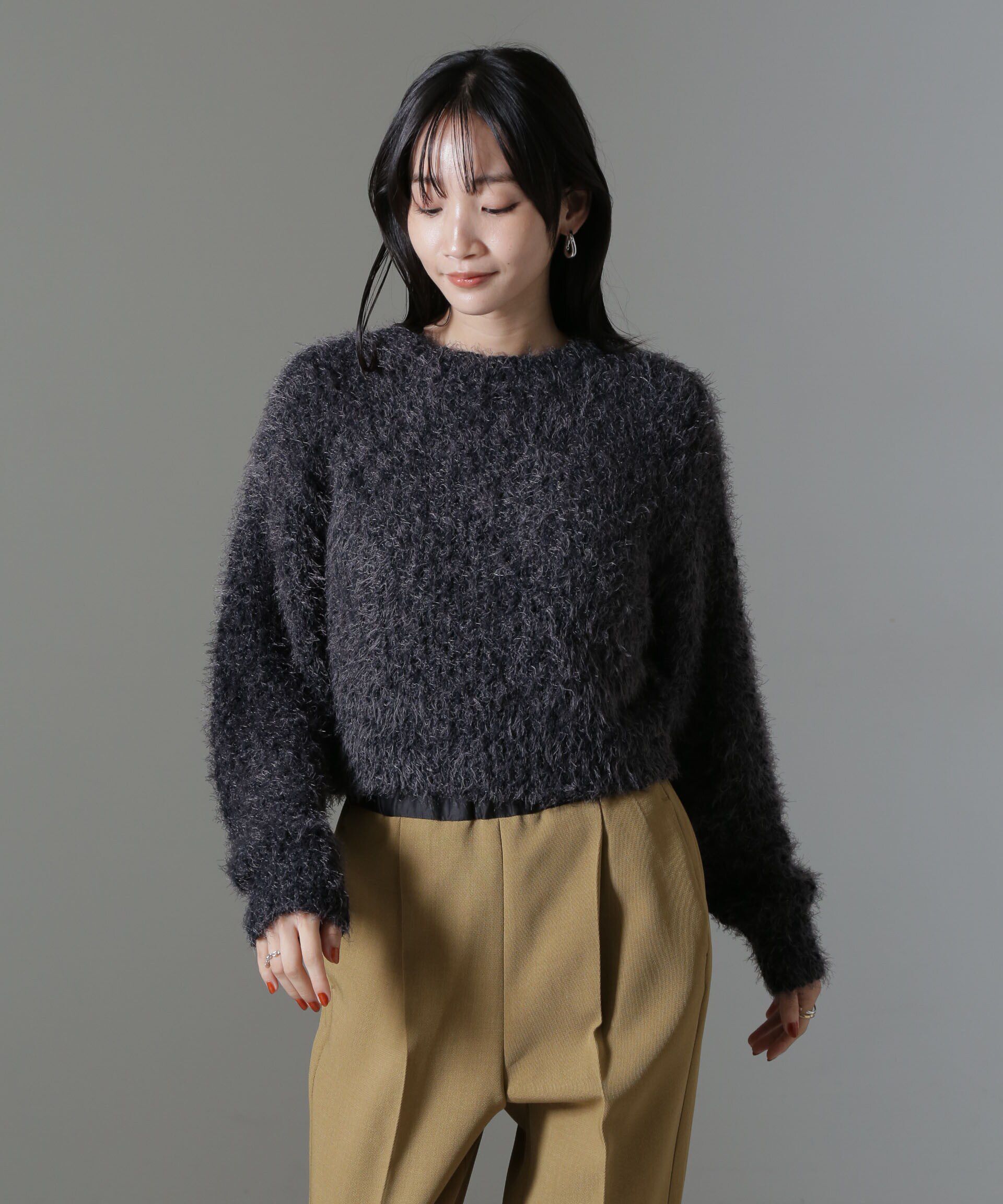 nano･universe「モールフェザークロップドニットトップス」|ニット・セーター|
