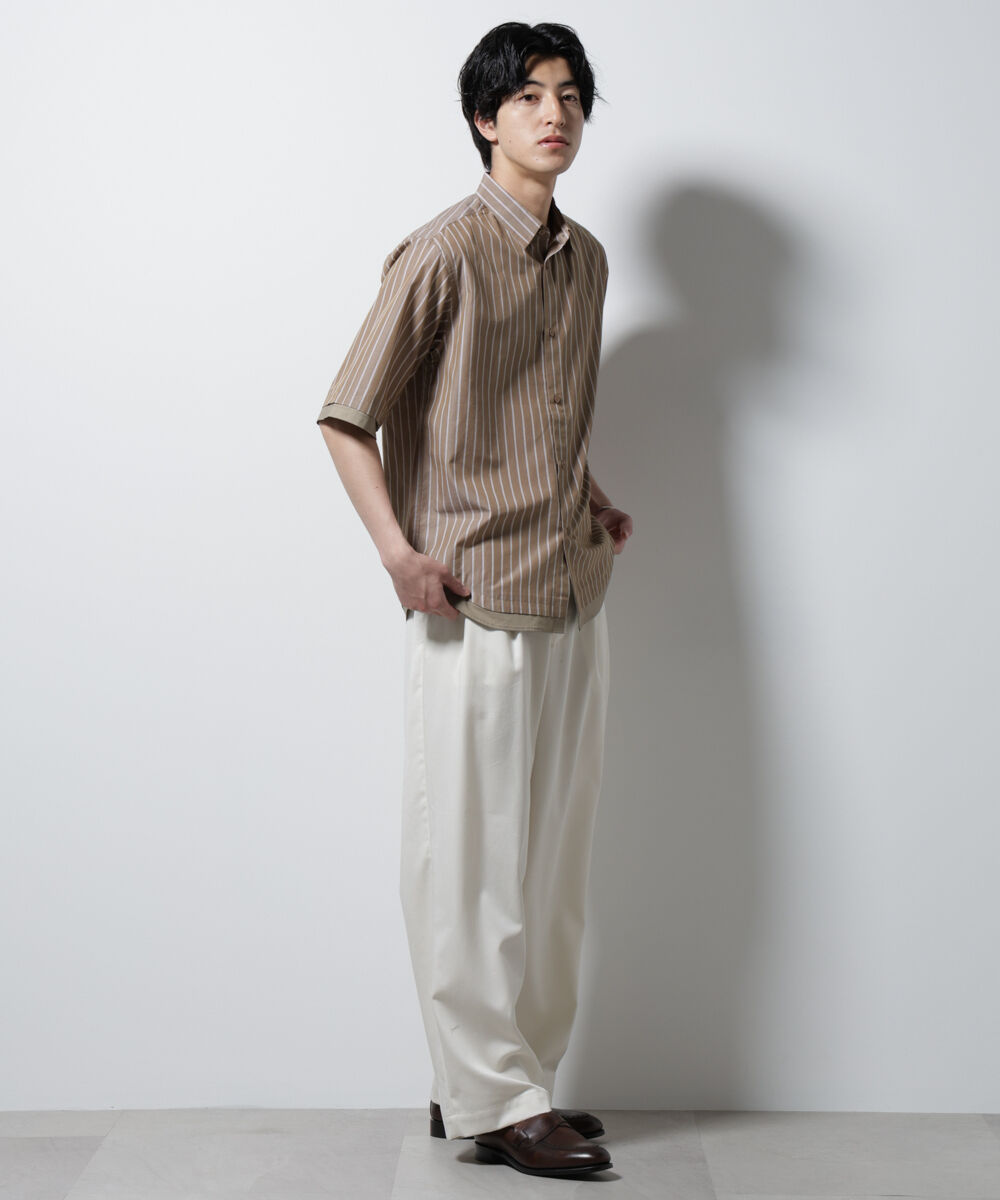 nano･universe「クレイジーストライプシャツ 半袖 2」|シャツ・ブラウス|