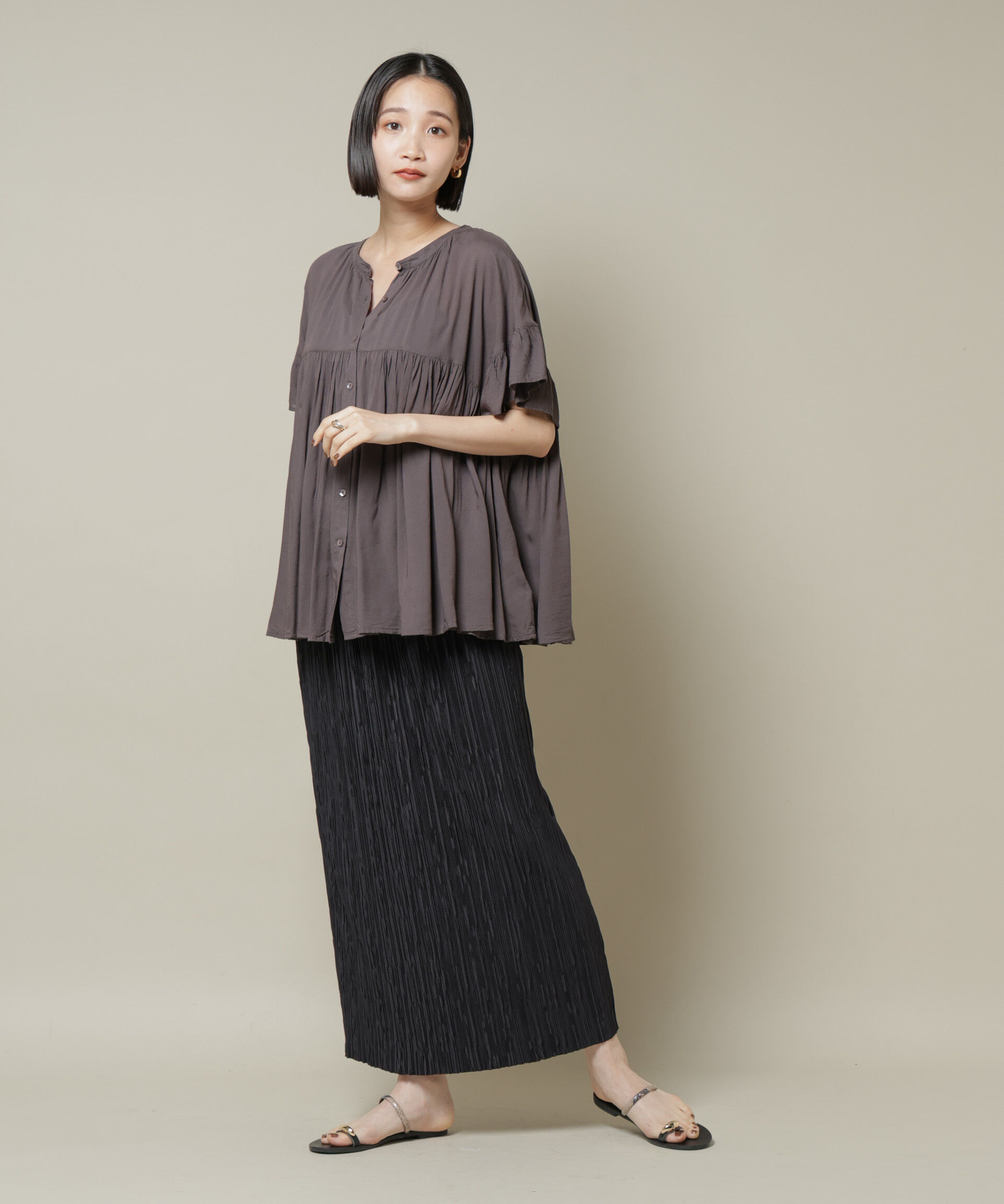 nano･universe「ランダムプリーツカットナロースカート(セットアップ可)」|スカート|