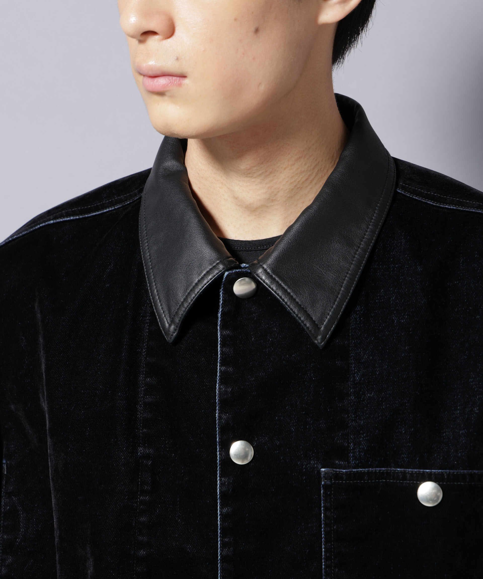 nano･universe「フロッキーデニム オーバージャケット」|ブルゾン・スタジャン|