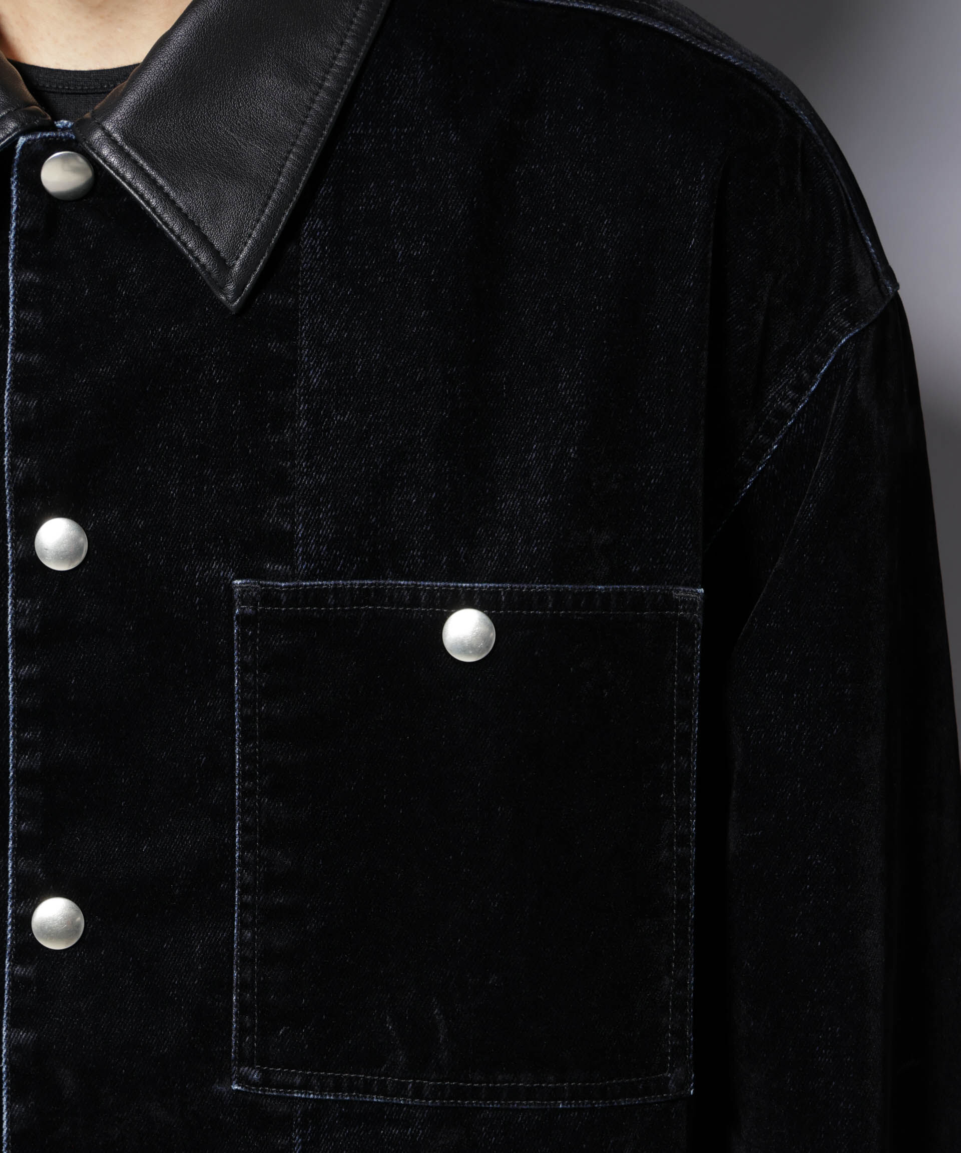 nano･universe「フロッキーデニム オーバージャケット」|ブルゾン・スタジャン|