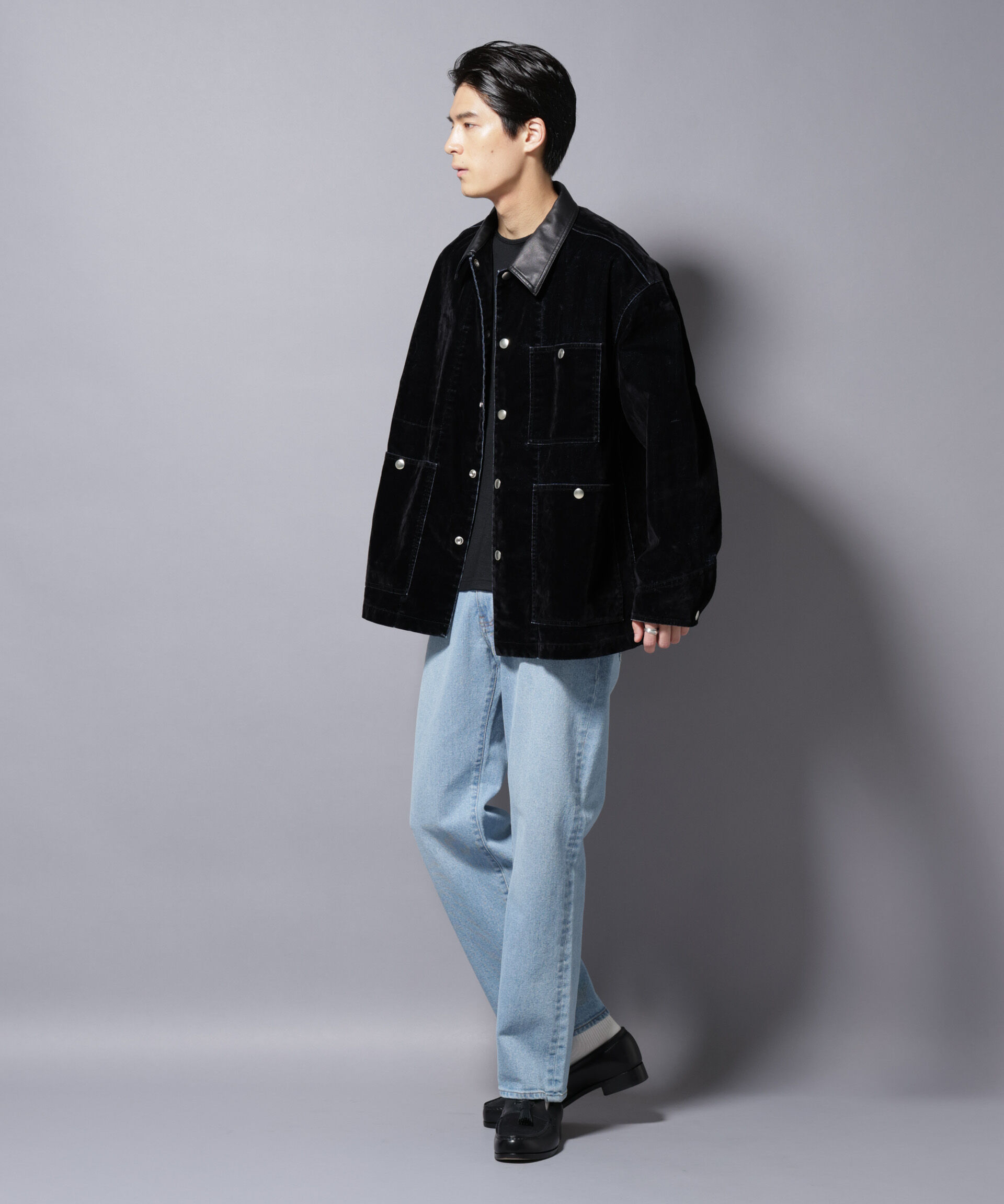 nano･universe「フロッキーデニム オーバージャケット」|ブルゾン・スタジャン|