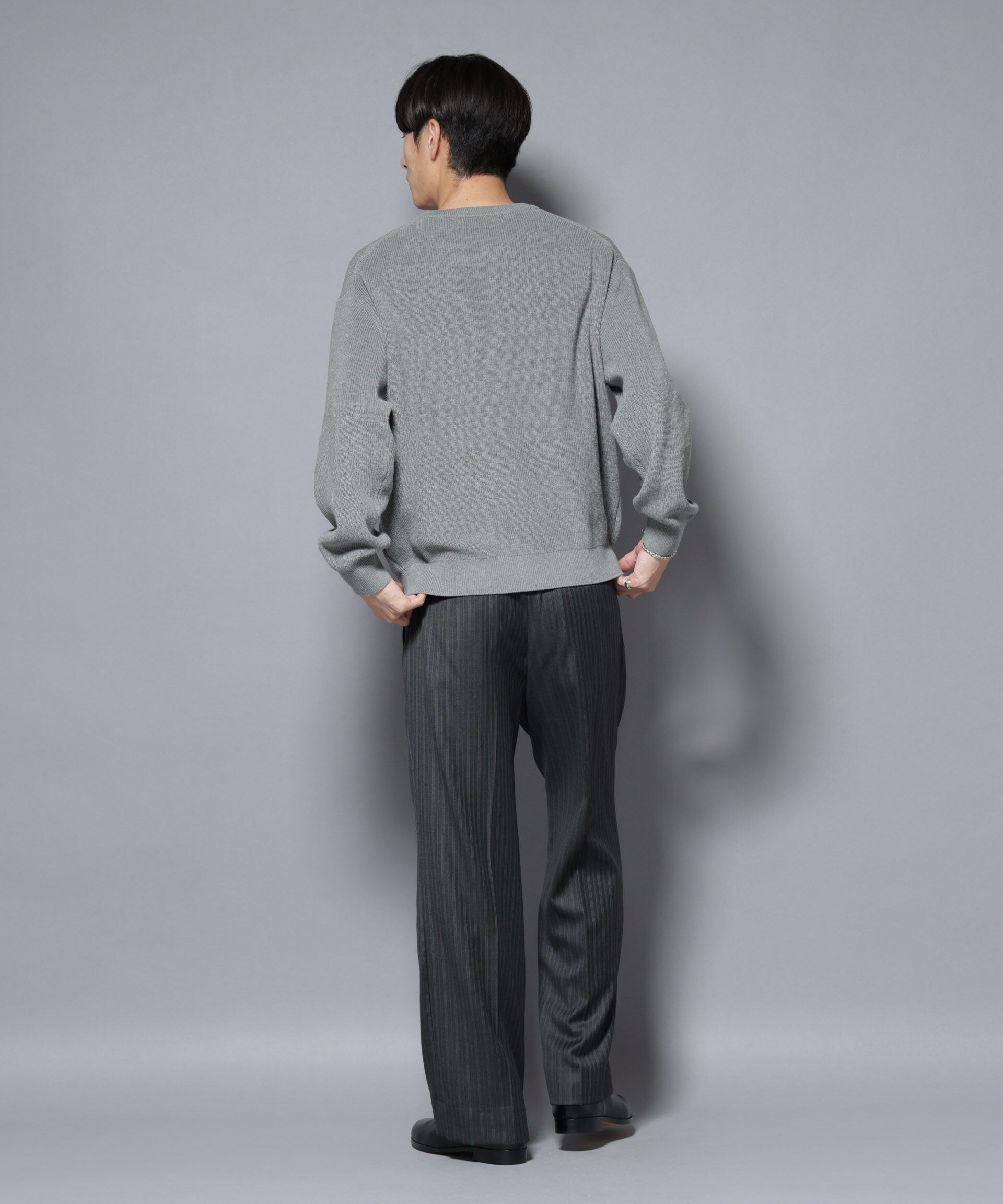 nano･universe「マーセライズコットン 畦クルーネックニット」|ニット・セーター|