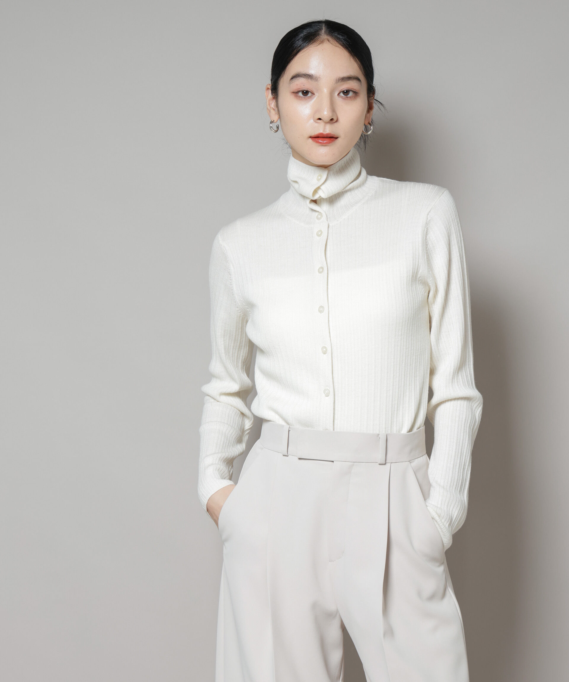 nano･universe「毛玉レスニット3wayリブタートルトップス」|ニット・セーター|