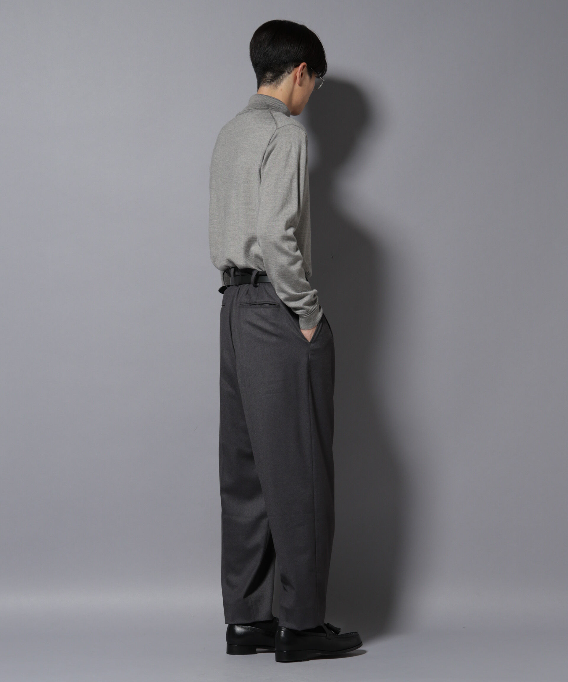 nano･universe「微起毛ワイド2タックテーパードパンツ」|チノ|