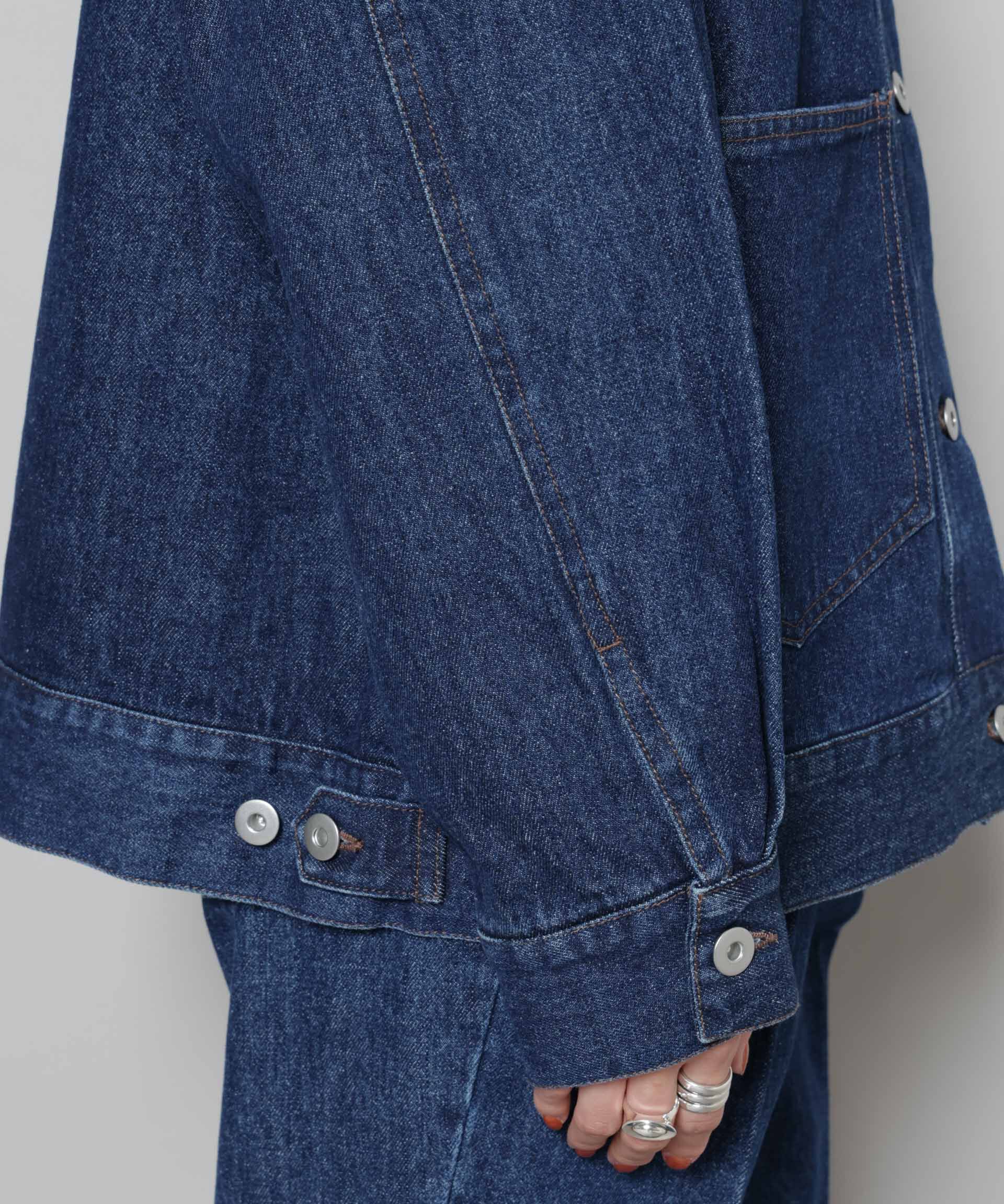 nano･universe「ノーカラーデニムジャケット」|テーラードジャケット|