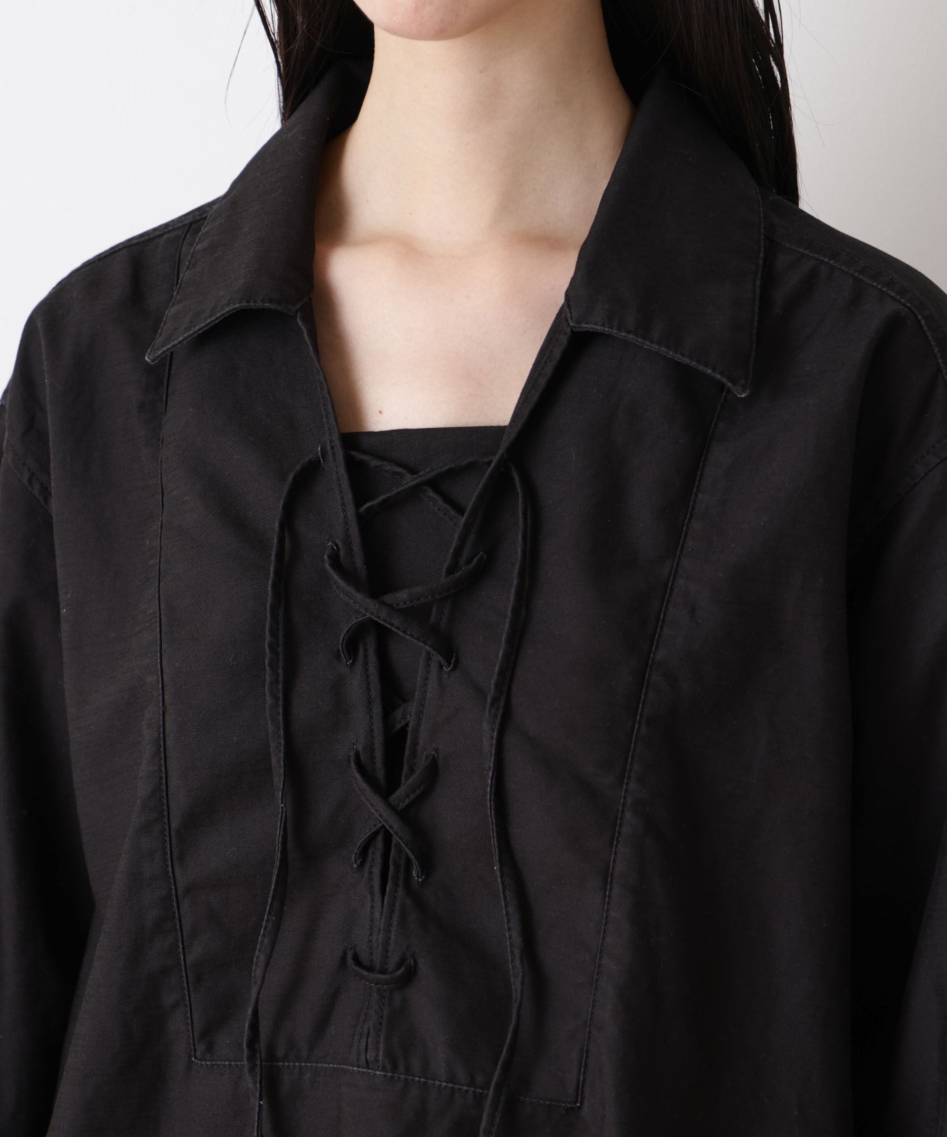 nano･universe「「STEVELOUR」コットンレースアップチュニックシャツ」|ブルゾン・スタジャン|