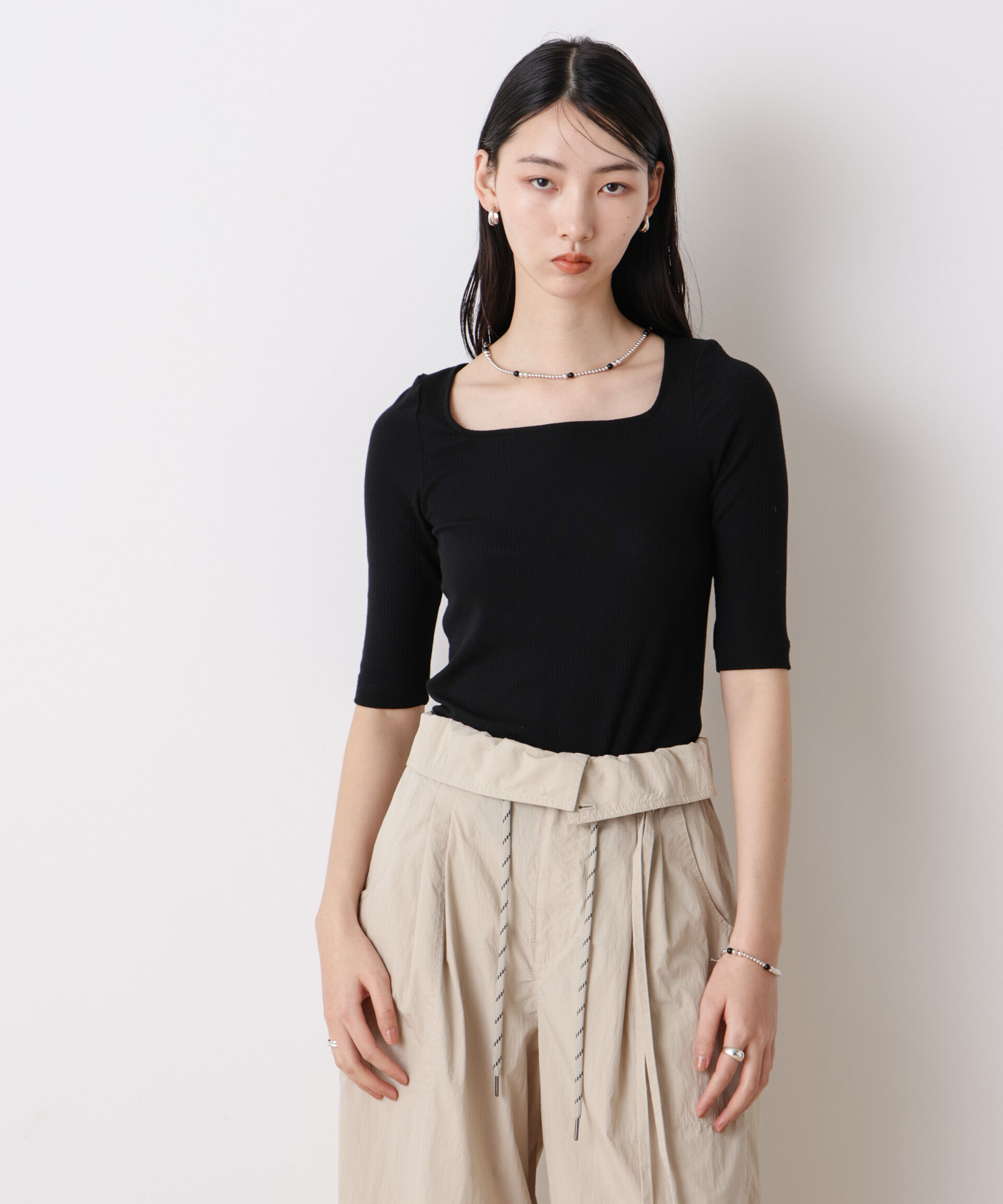 nano･universe「「STEVELOUR」スクエアネックリュクストップス」|Tシャツ・カットソー|