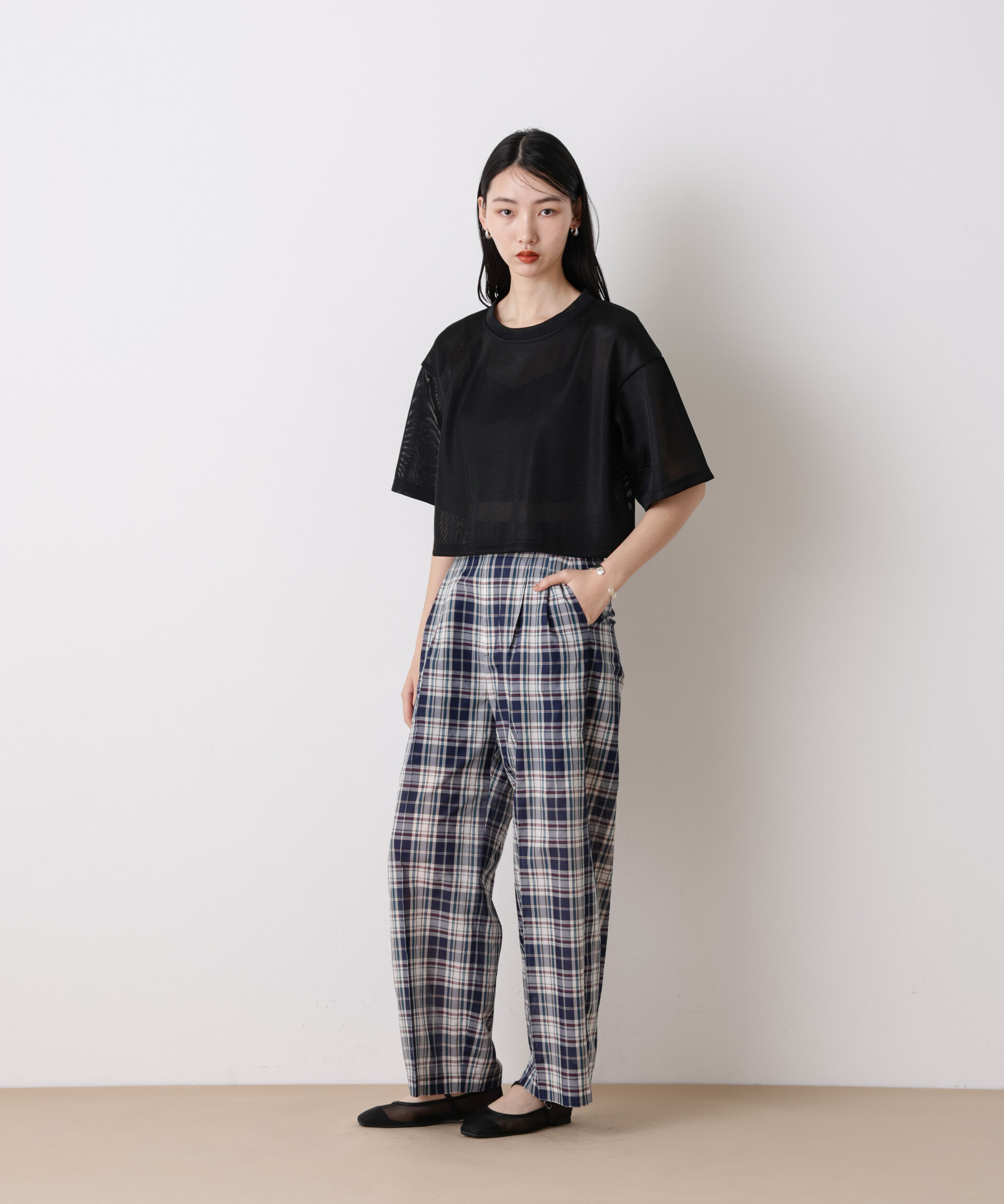 nano･universe「「STEVELOUR」シアーメッシュショートトップス(セットアップ可)」|Tシャツ・カットソー|