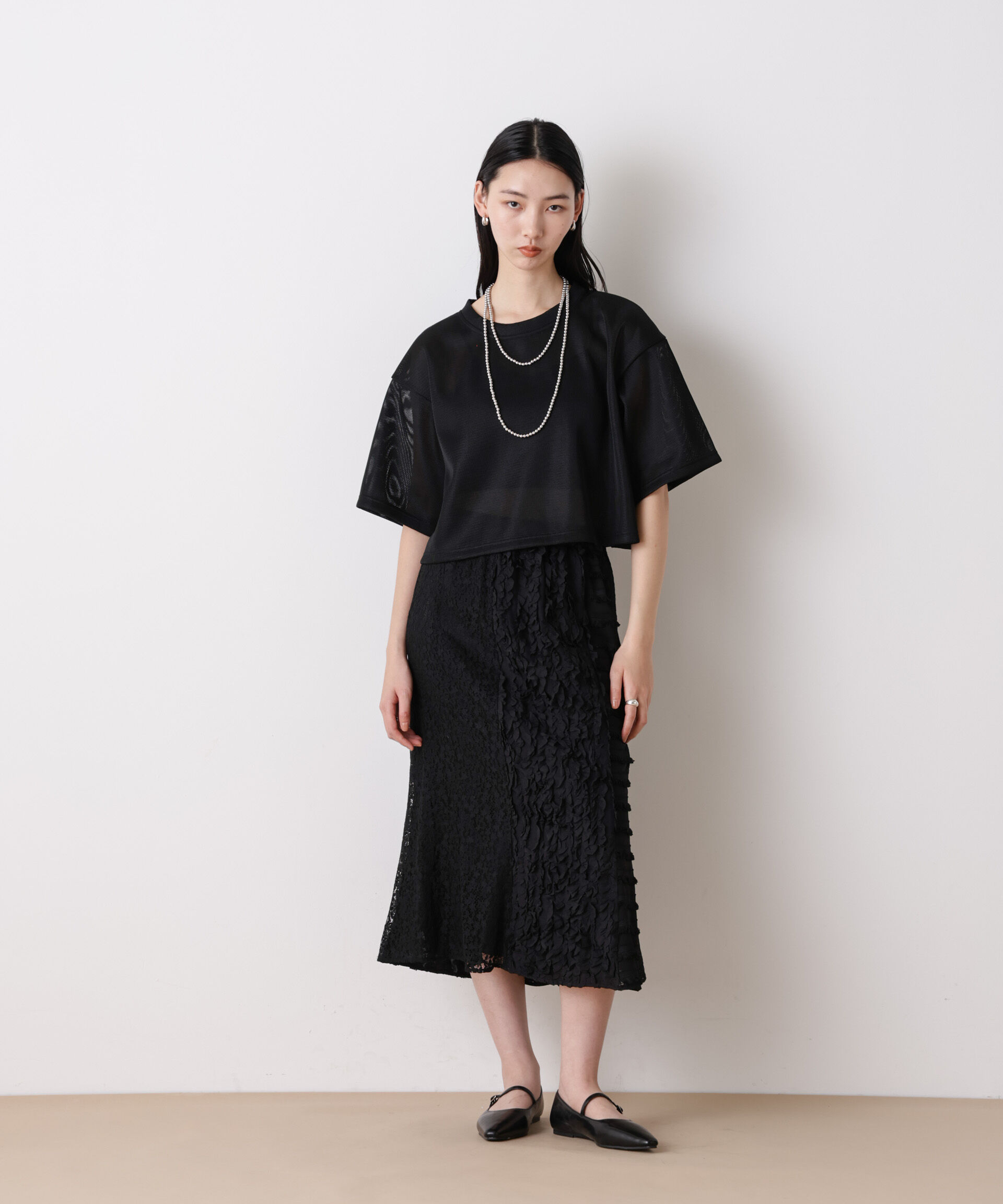 nano･universe「「STEVELOUR」シアーメッシュショートトップス(セットアップ可)」|Tシャツ・カットソー|