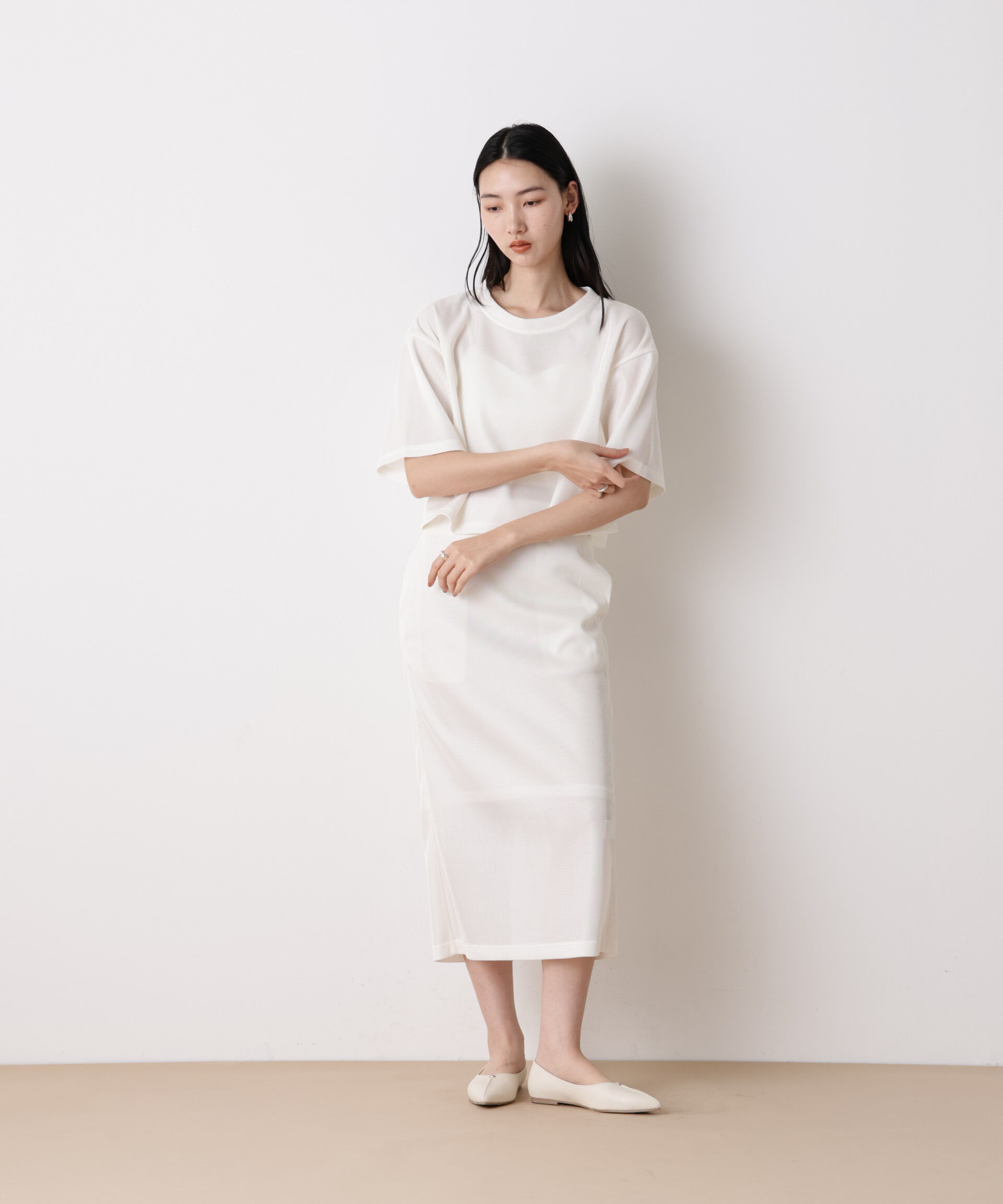 nano･universe「「STEVELOUR」シアーメッシュショートトップス(セットアップ可)」|Tシャツ・カットソー|