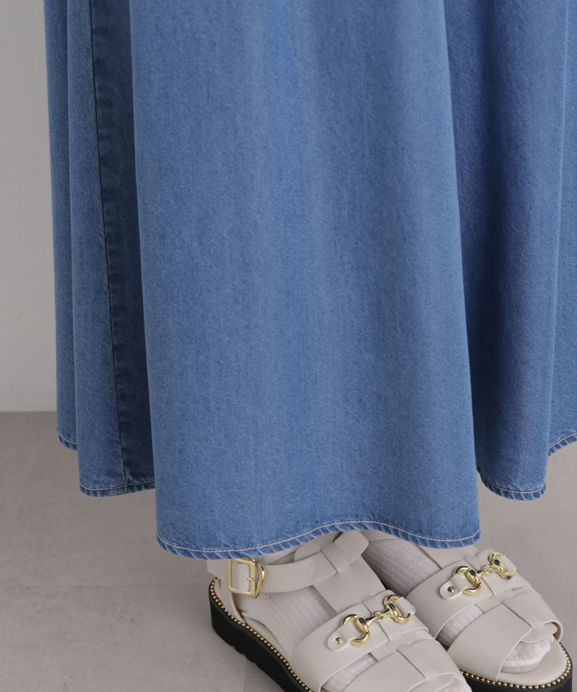 nano･universe「テンセルデニムギャザーワイドパンツ(セットアップ可)」|チノ|