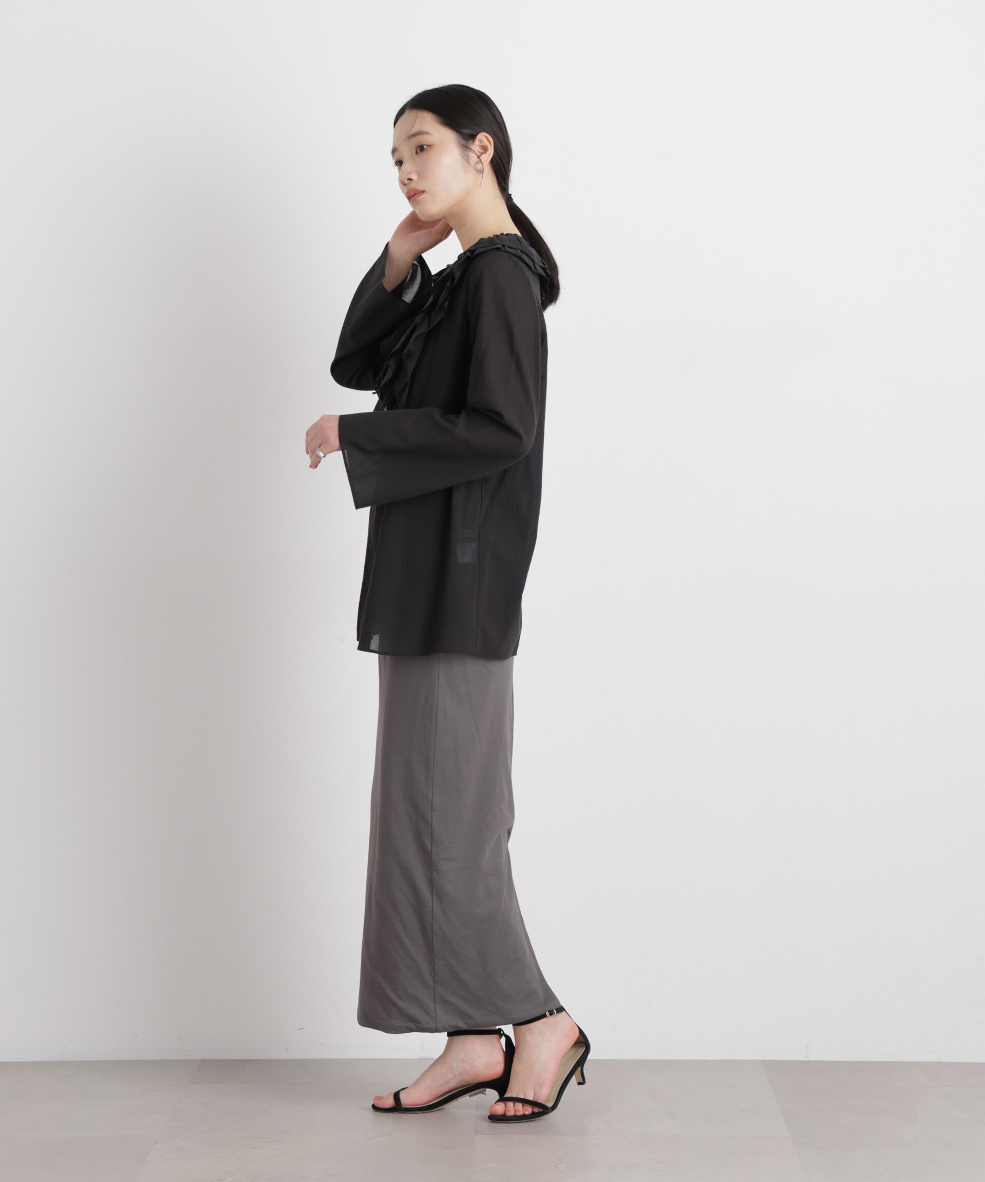 nano･universe「サイドギャザーカットタイトスカート」|スカート|