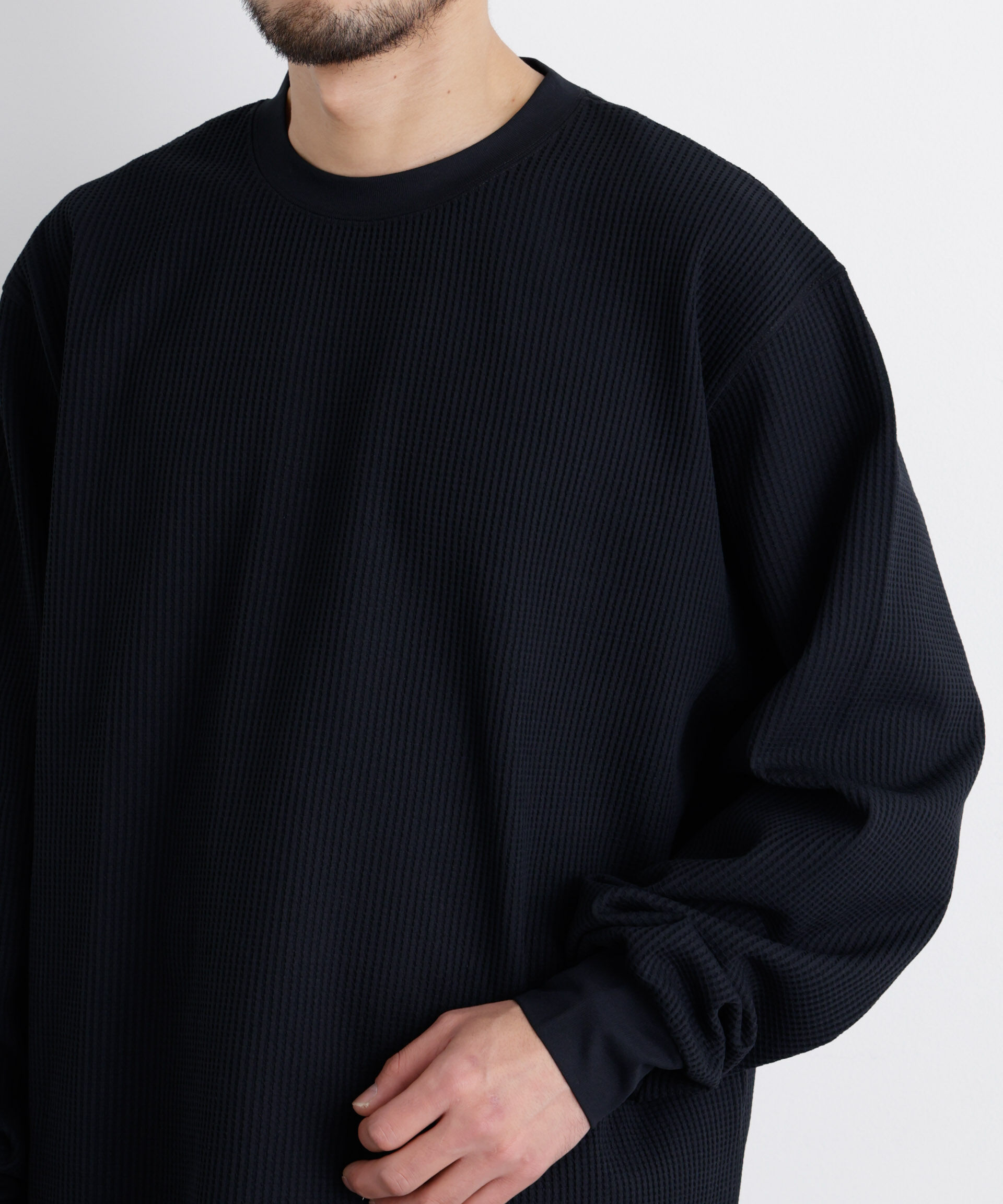 nano･universe「ワッフルプルオーバーTシャツ 長袖」|Tシャツ・カットソー|