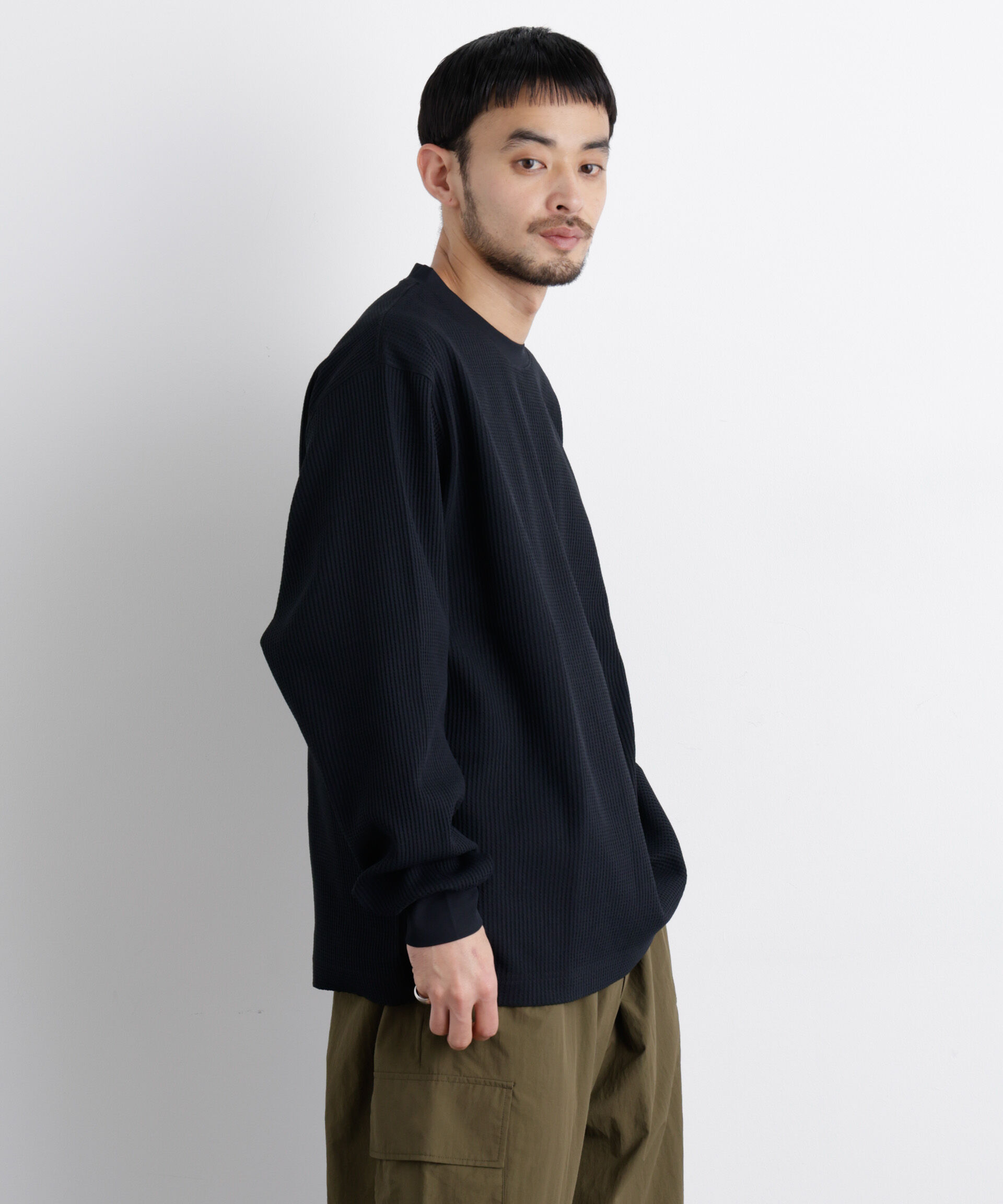 nano･universe「ワッフルプルオーバーTシャツ 長袖」|Tシャツ・カットソー|