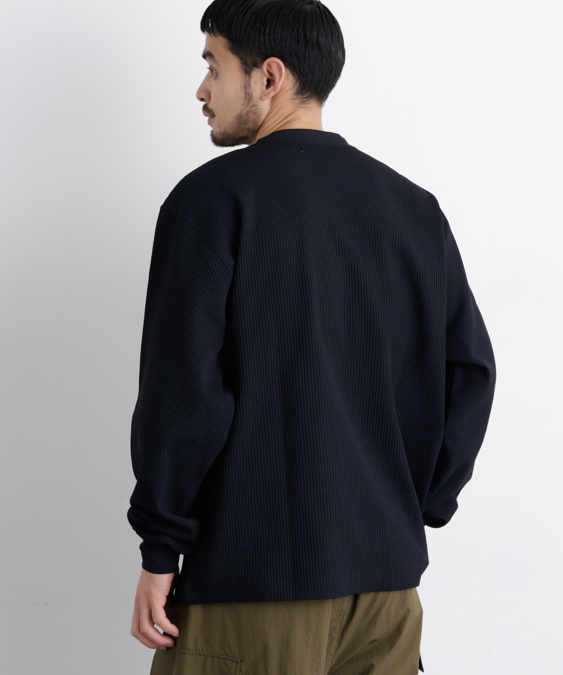 nano･universe「ワッフルプルオーバーTシャツ 長袖」|Tシャツ・カットソー|