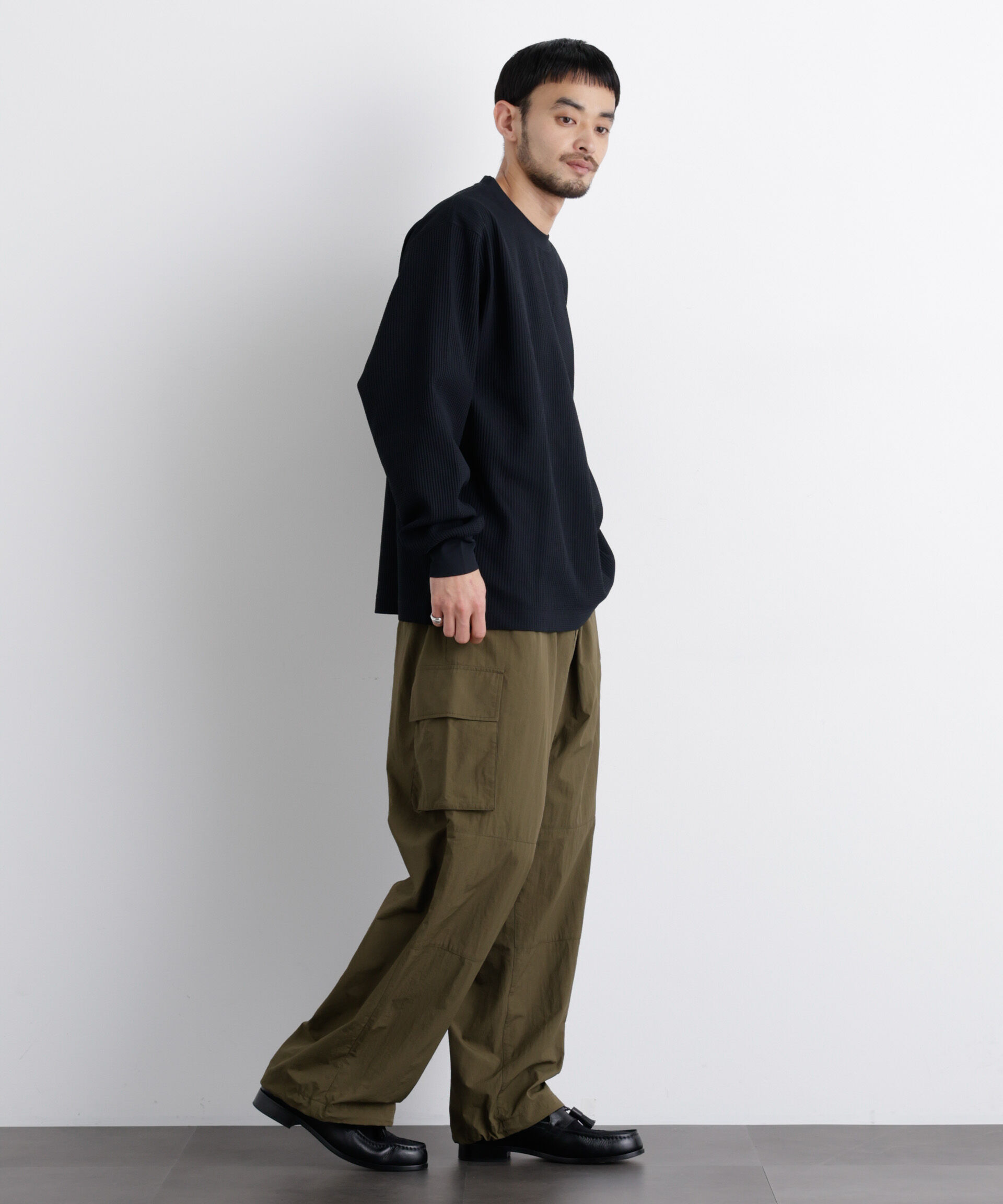 nano･universe「ワッフルプルオーバーTシャツ 長袖」|Tシャツ・カットソー|