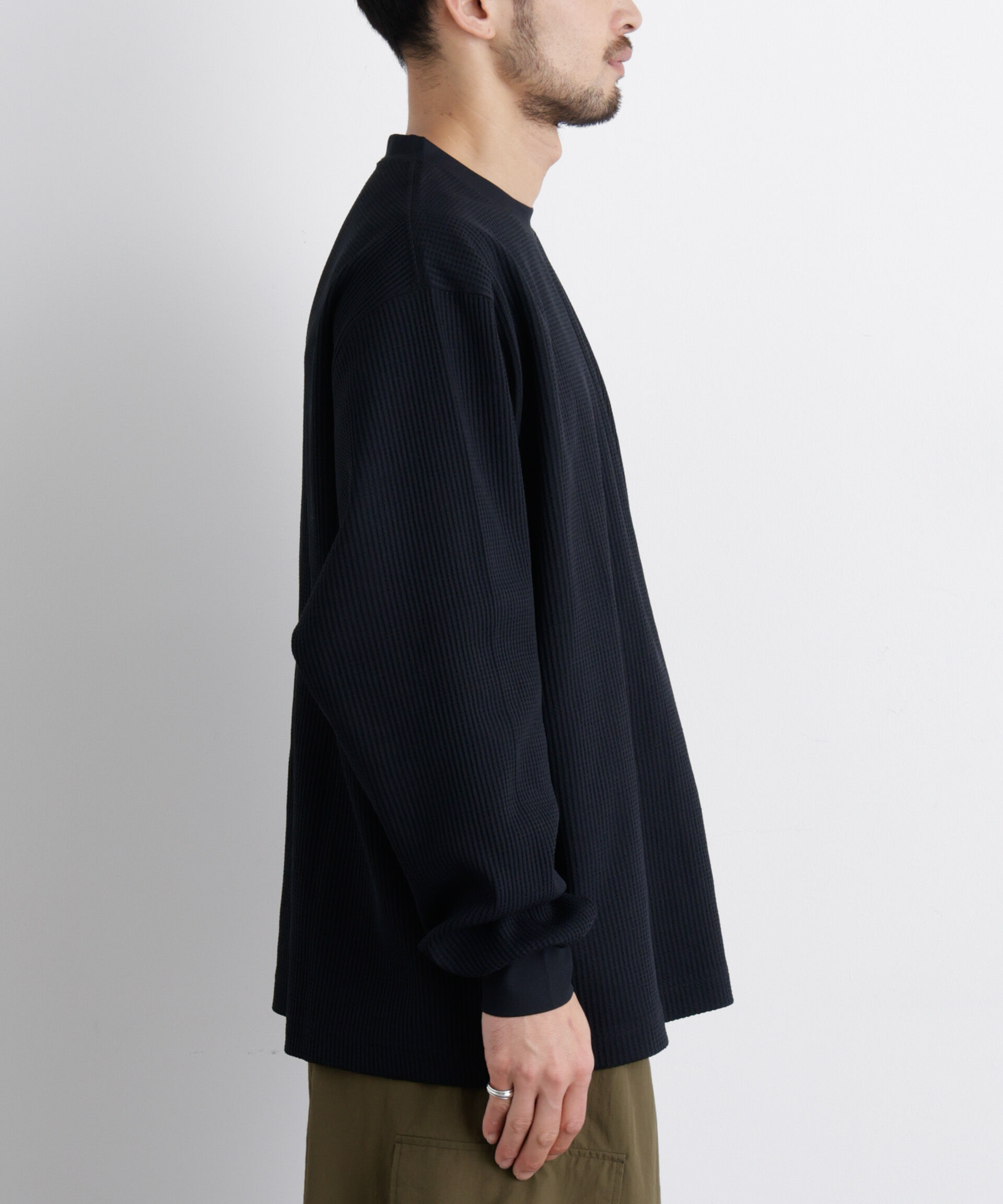 nano･universe「ワッフルプルオーバーTシャツ 長袖」|Tシャツ・カットソー|