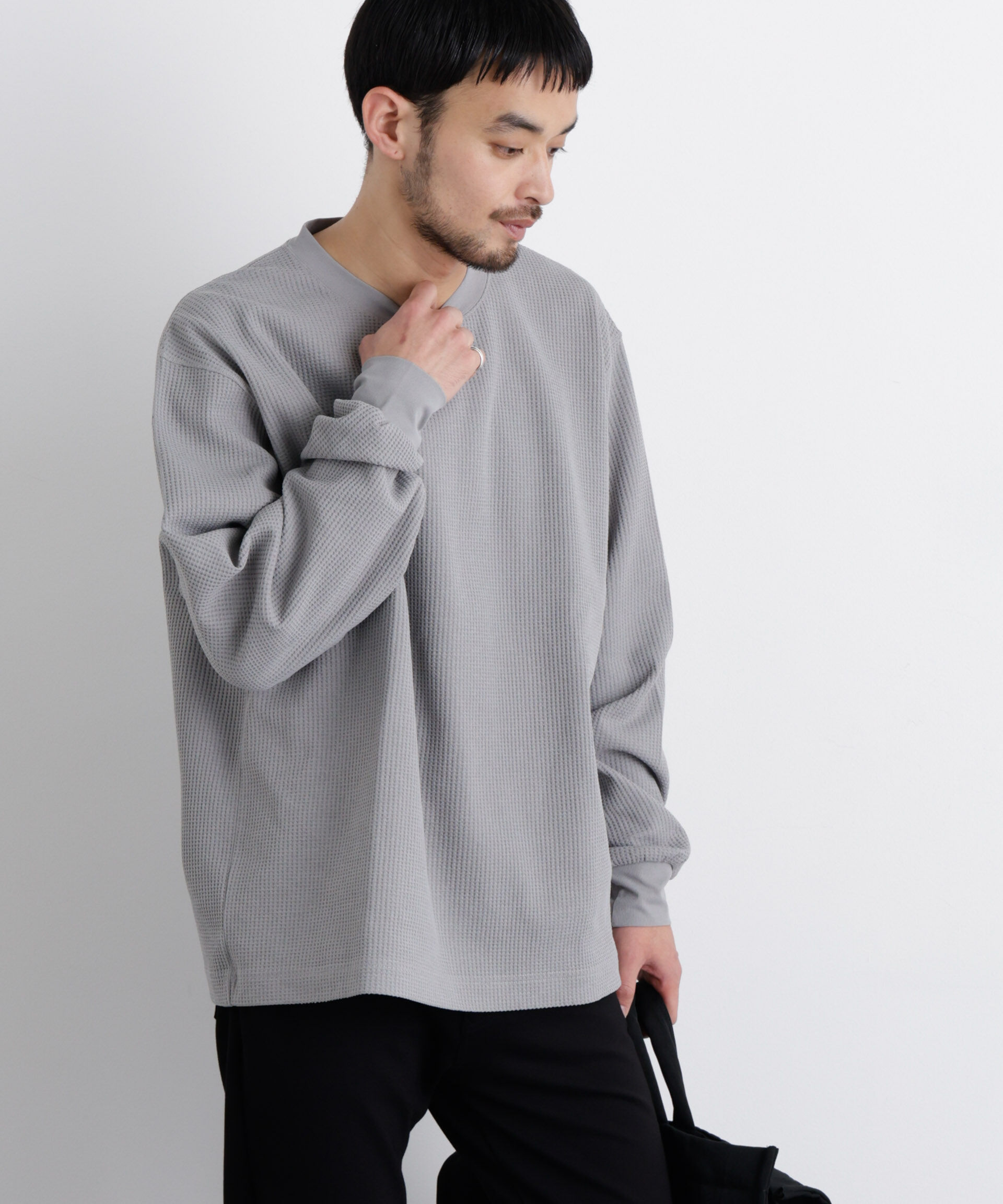 nano･universe「ワッフルプルオーバーTシャツ 長袖」|Tシャツ・カットソー|