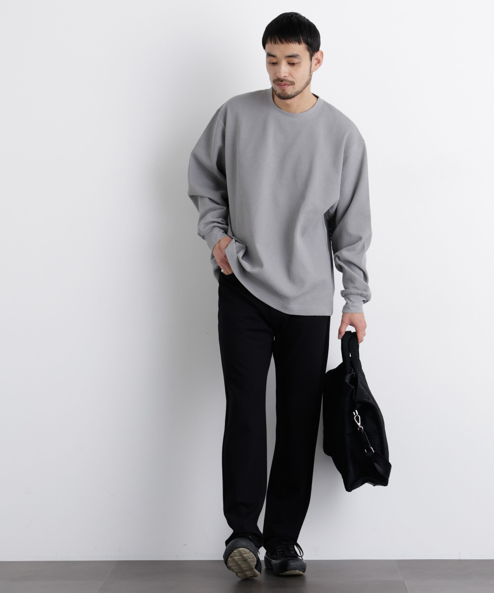 nano･universe「ワッフルプルオーバーTシャツ 長袖」|Tシャツ・カットソー|