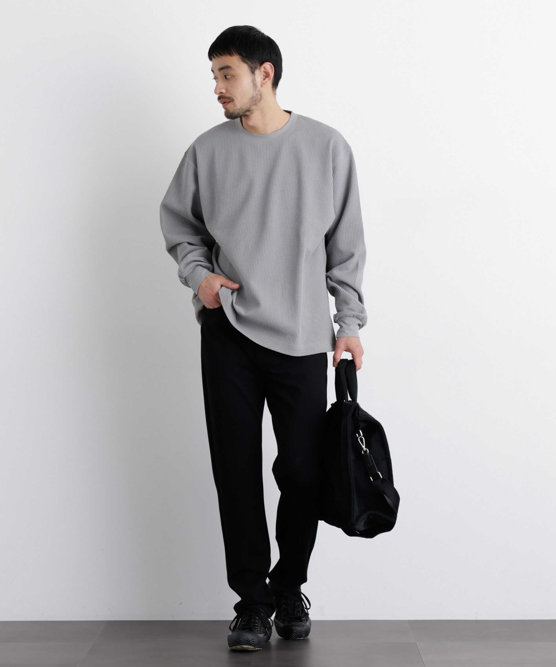 nano･universe「ワッフルプルオーバーTシャツ 長袖」|Tシャツ・カットソー|