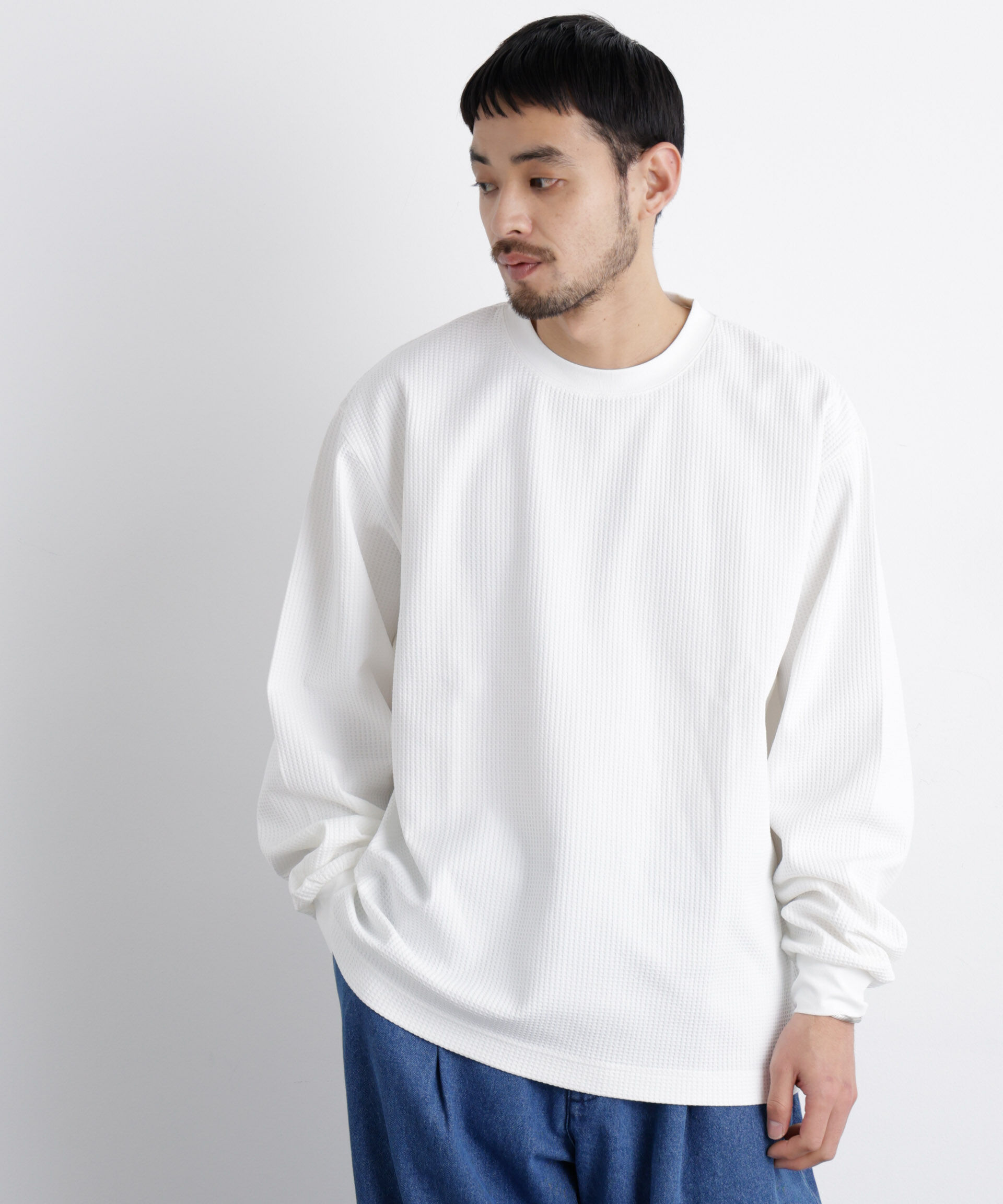 nano･universe「ワッフルプルオーバーTシャツ 長袖」|Tシャツ・カットソー|