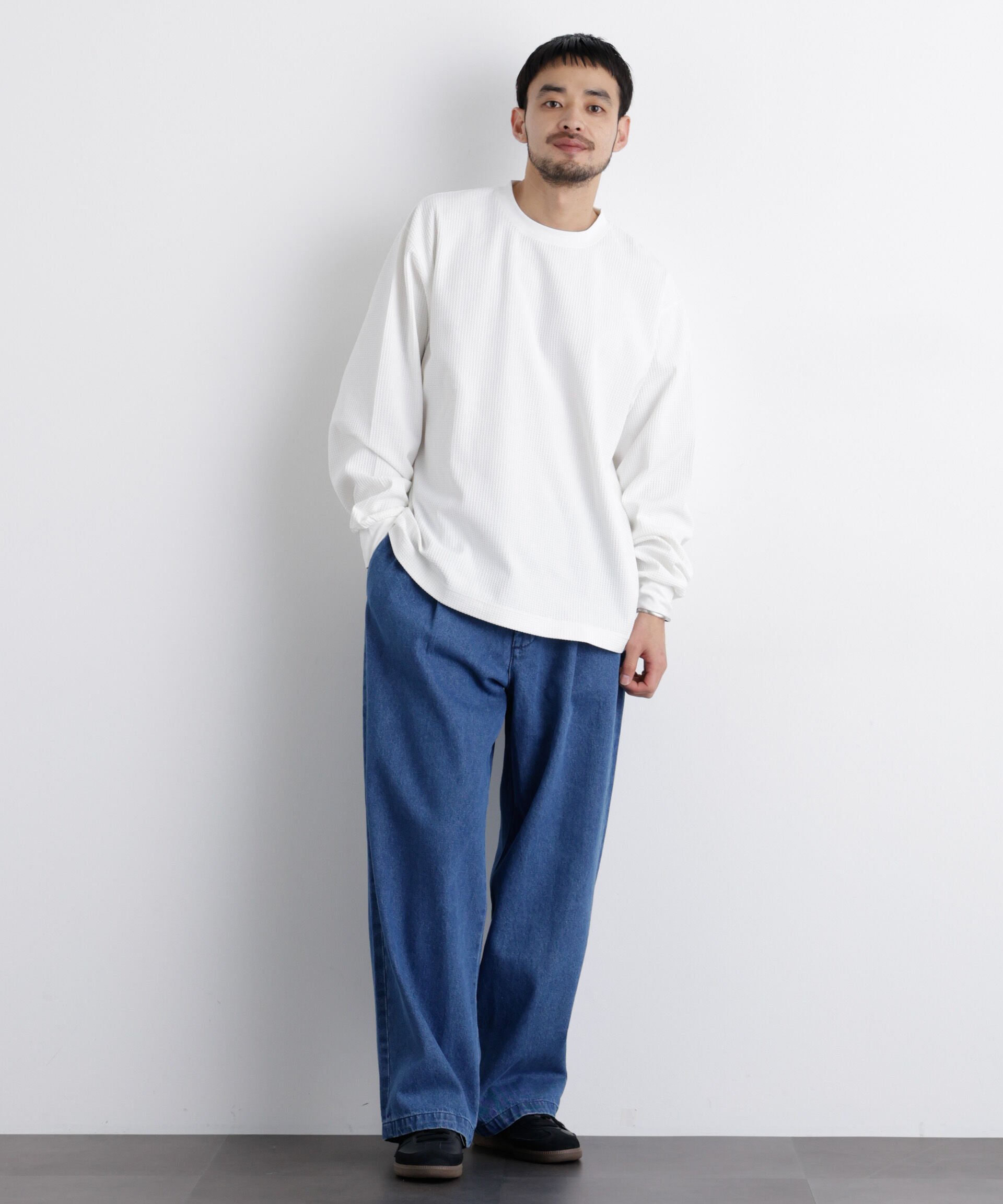 nano･universe「ワッフルプルオーバーTシャツ 長袖」|Tシャツ・カットソー|