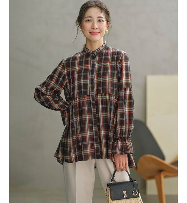 組曲「【WEB限定】シアーツイルチェック チュニックブラウス」|シャツ・ブラウス|