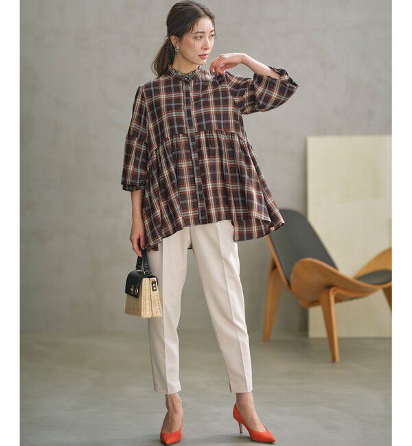 組曲「【WEB限定】シアーツイルチェック チュニックブラウス」|シャツ・ブラウス|