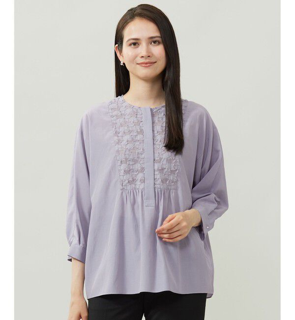 自由区「シアージオメトリックジャカードプルオーバー ブラウス」|シャツ・ブラウス|モーヴ