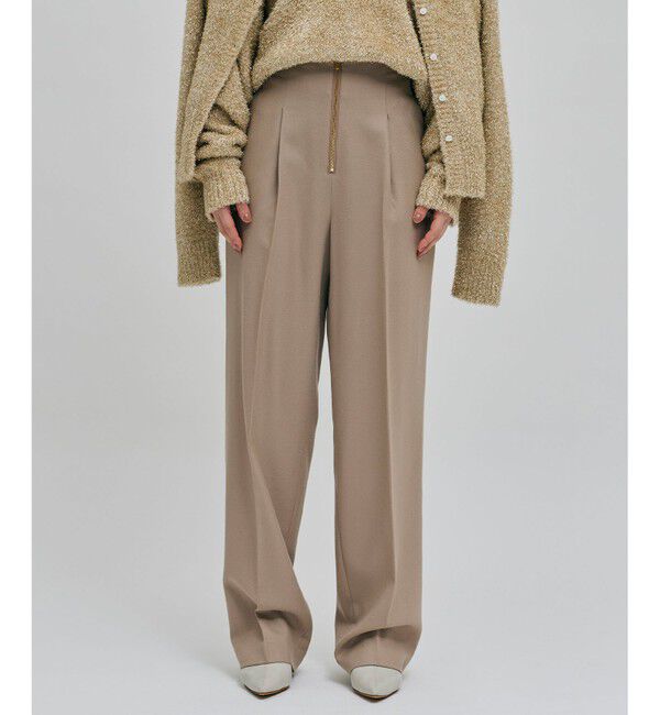 BEIGE,「TERNES / フロントジップワイドパンツ」|その他|Milk tea