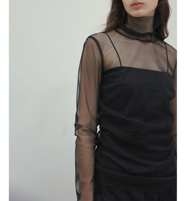 BEIGE,「【洗える・Precious 7月号掲載】TAMARIX / ストレッチチュールハイネックブラウス」|シャツ・ブラウス|