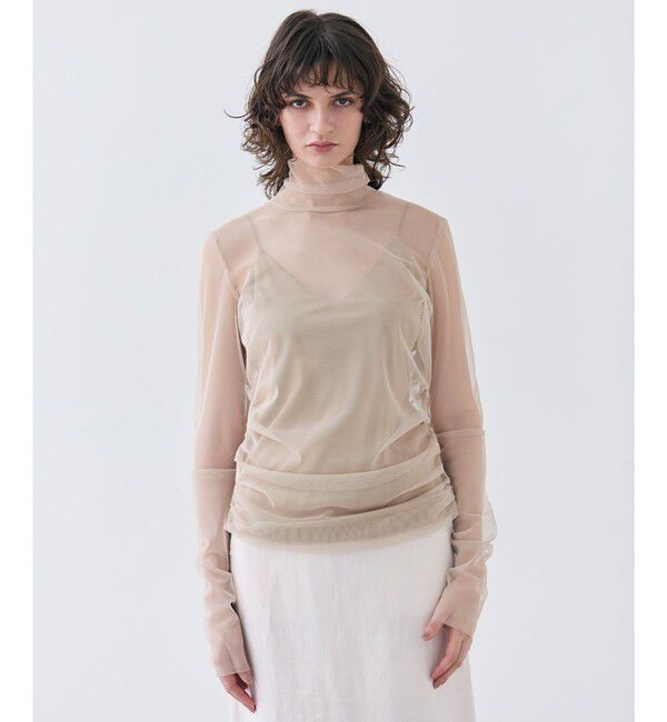 BEIGE,「【洗える・Precious 7月号掲載】TAMARIX / ストレッチチュールハイネックブラウス」|シャツ・ブラウス|Beige