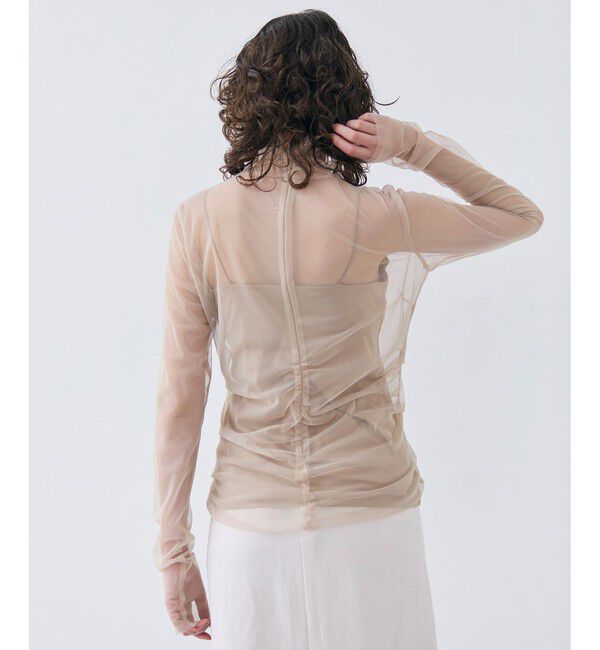 BEIGE,「【洗える・Precious 7月号掲載】TAMARIX / ストレッチチュールハイネックブラウス」|シャツ・ブラウス|