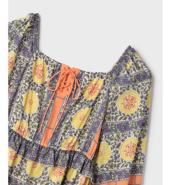 GRACE CONTINENTAL「フラワープリントレースアップワンピース」|ワンピース|