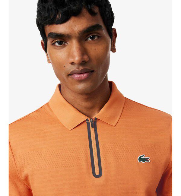 LACOSTE「ウルトラドライ コートジャカードジップポロシャツ」|ポロシャツ|