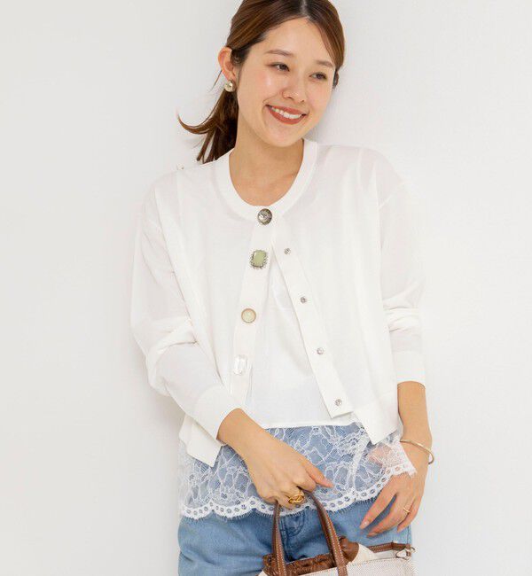 NOLLEY'S「《手洗い可能》ランダムビジューカーディガン」|カーディガン|