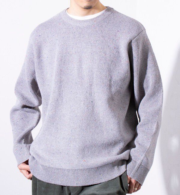 GLOSTER「【GLOSTER/グロスター】カラーネップ プルオーバー クルーネックニット」|ニット・セーター|ライトグレー