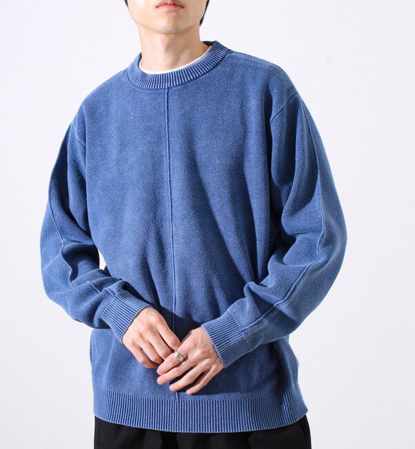 GLOSTER「【縫製が魅せる主役ディテール】表リンキングクルーニット アシッド加工」|ニット・セーター|