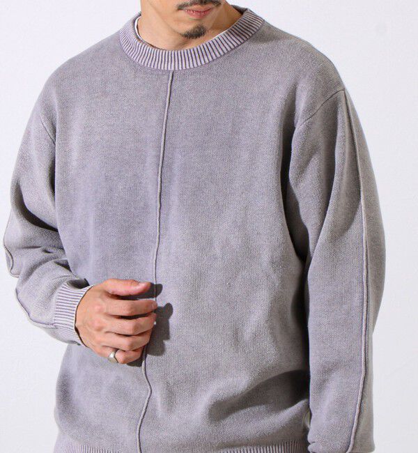 GLOSTER「【縫製が魅せる主役ディテール】表リンキングクルーニット アシッド加工」|ニット・セーター|