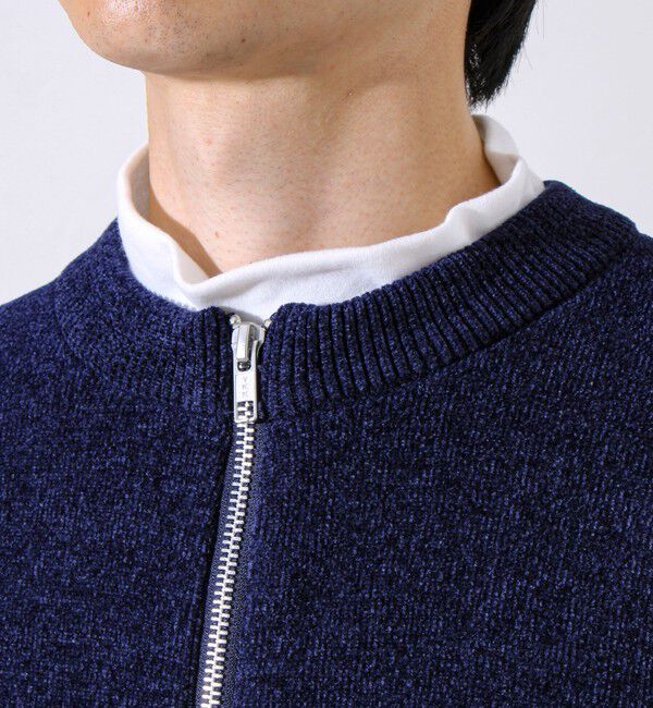 GLOSTER「【チクチクしないニットシリーズ】モールダブルフェイス クルージップカーデ」|カーディガン|