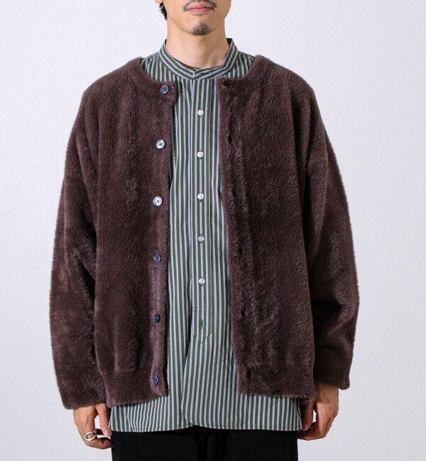 GLOSTER「モヘヤライク シャギークルーネックカーディガン」|カーディガン|