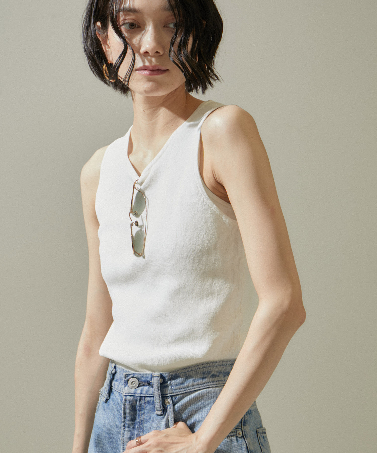 SALON adam et rope'「ドライシアーニットタンクトップ【アンサンブル対応】」|タンクトップ|オフホワイト(15)