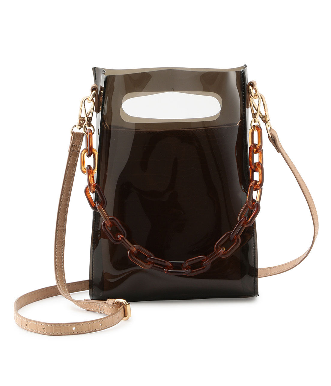 VIS「【10WAY】チェーンクリアバッグ」|ショルダー・メッセンジャー|ブラック(01)