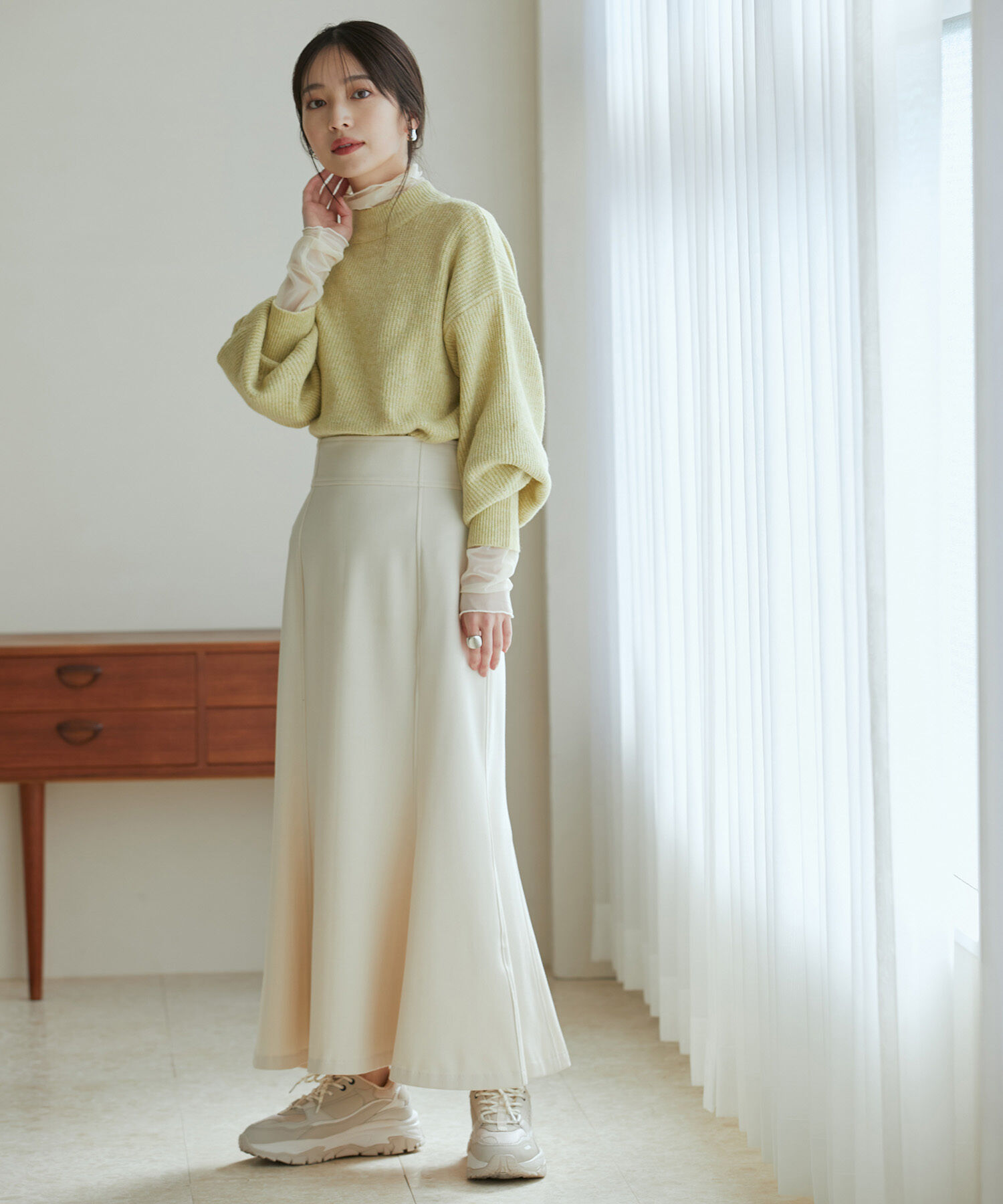 VIS「【洗える】ミドルゲージメランジ畦ハイネックニット」|ニット・セーター|