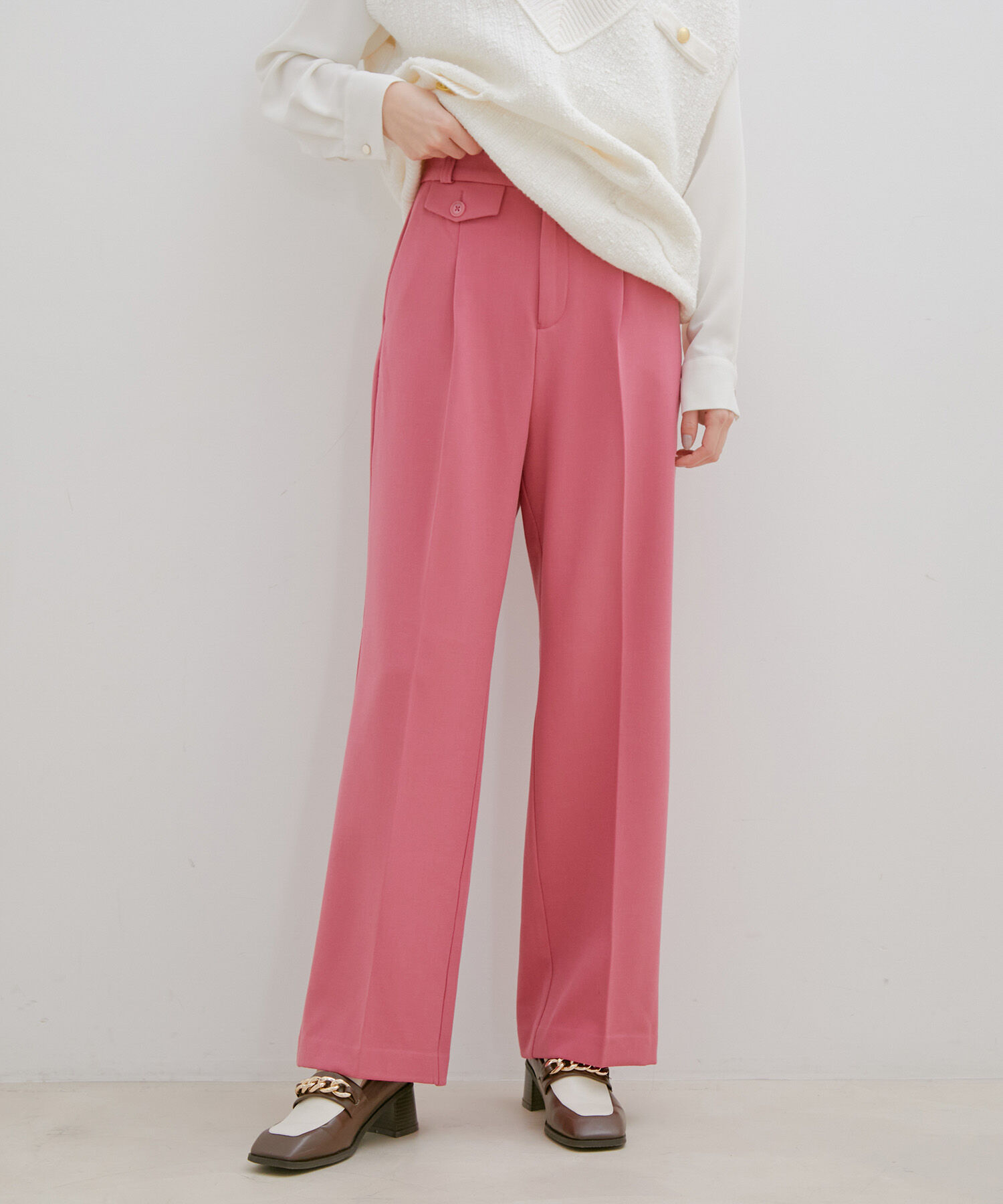 VIS「【HOT BEAUTY STRETCH】【洗える】ストレートパンツ」|その他|ローズピンク(64)