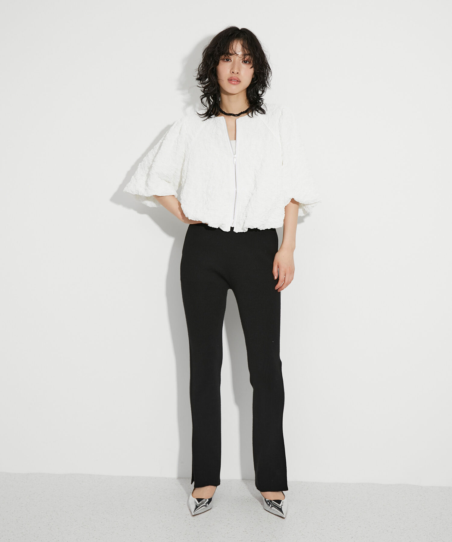 ADAM ET ROPE'「【サステナブル】3Dニットリブニットパンツ」|その他|