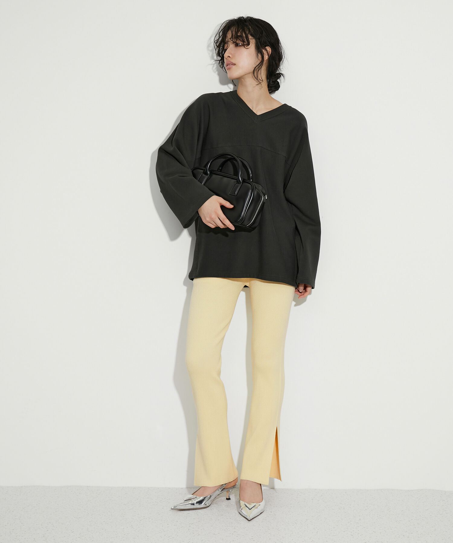 ADAM ET ROPE'「【サステナブル】3Dニットリブニットパンツ」|その他|