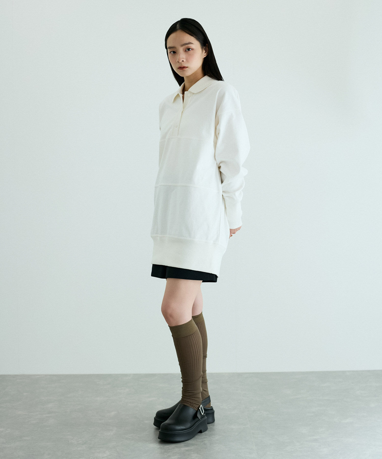 ADAM ET ROPE'「ラガーシャツミニワンピース」|ワンピース|