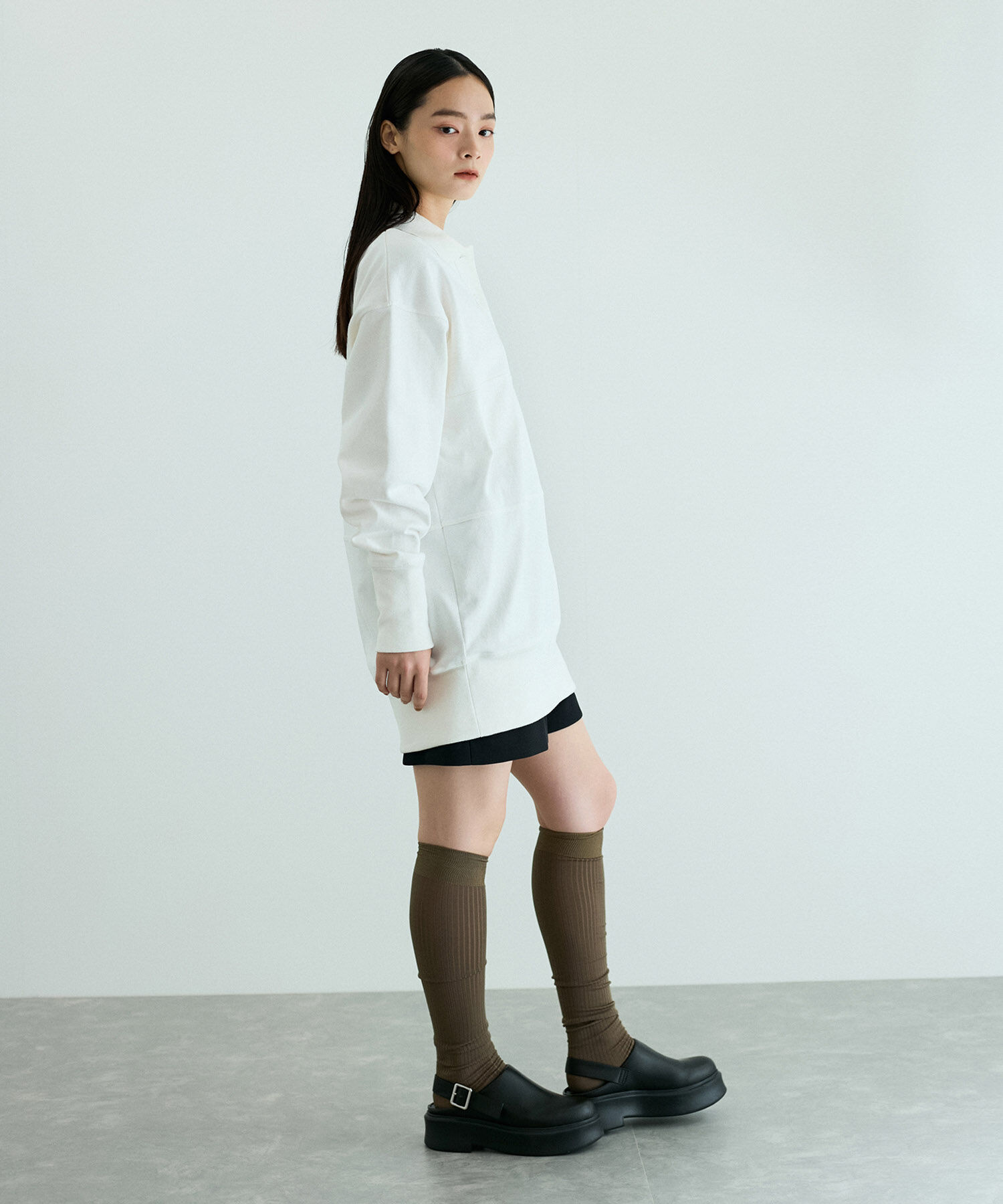 ADAM ET ROPE'「ラガーシャツミニワンピース」|ワンピース|